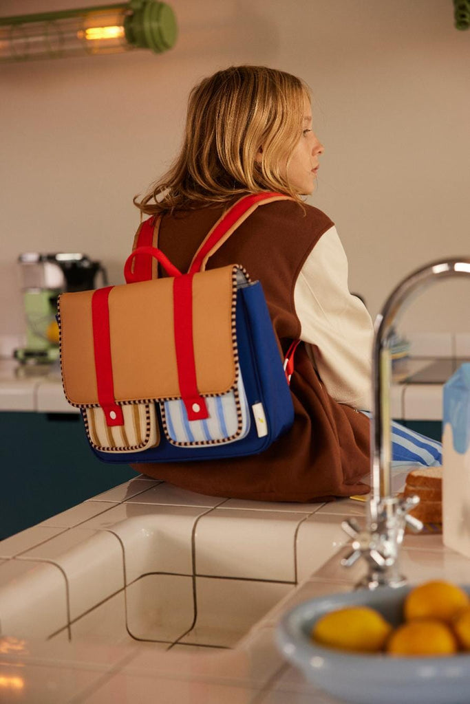 Schooltas - Wonders Jane beige + Ned blue - Sticky Lemon