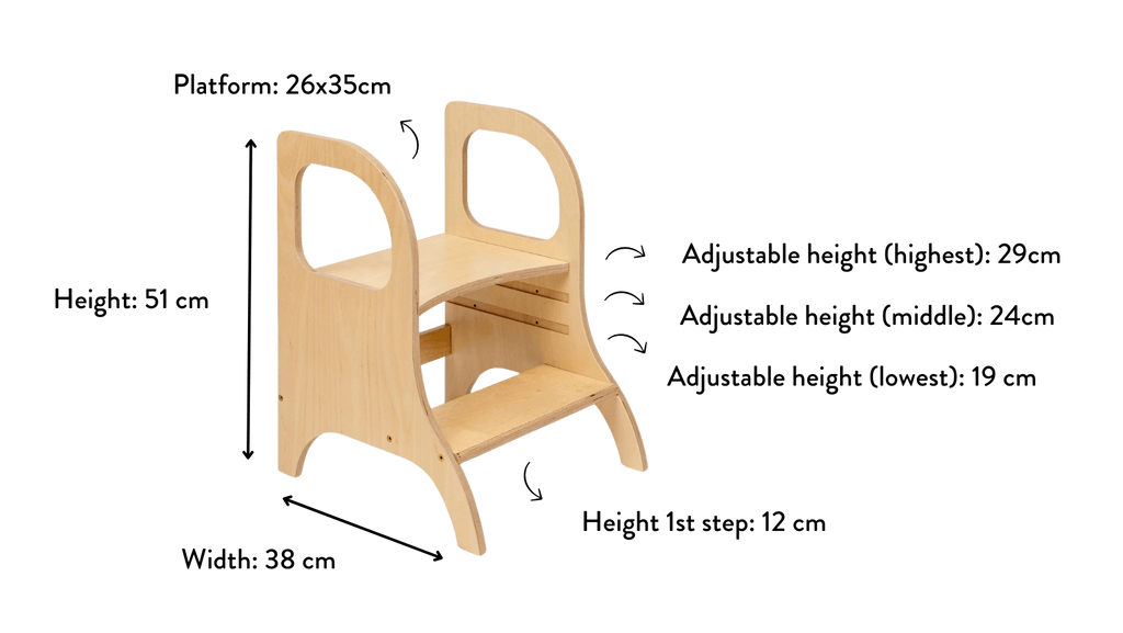 Marchepied réglable en bois Miimo - Noir - Ette Tete