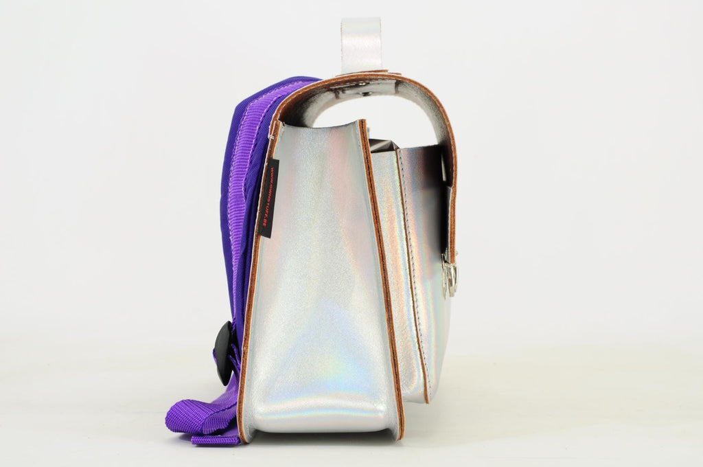 Lederen kleutertas - Silver