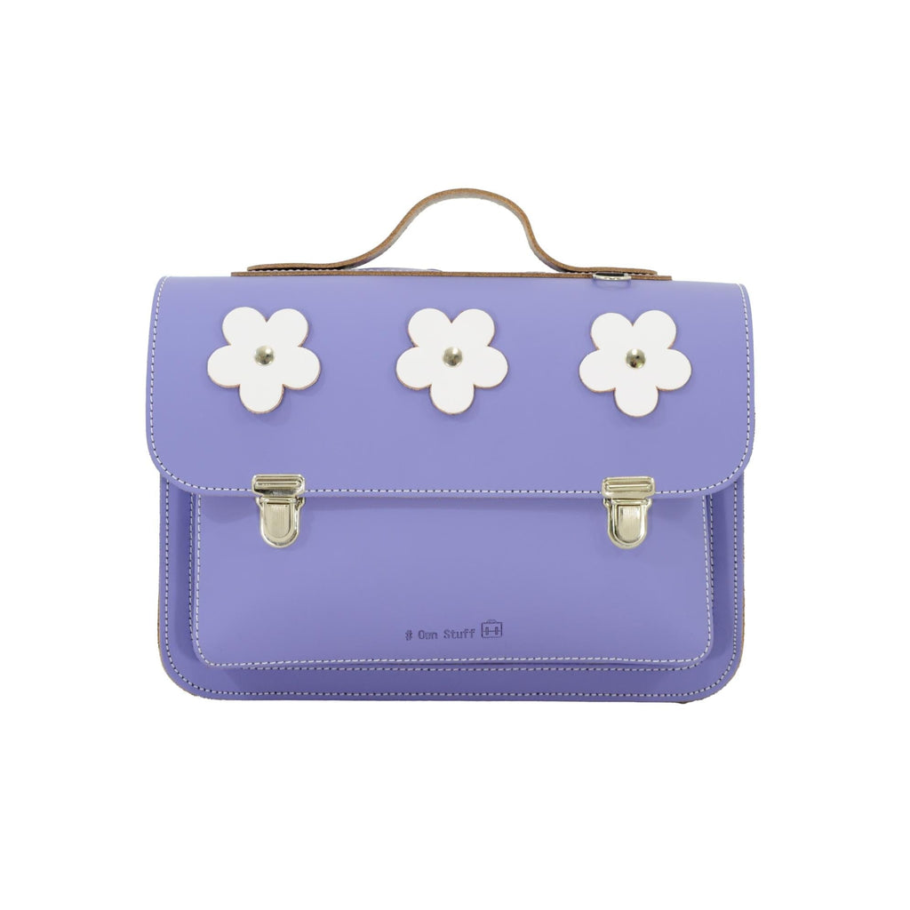 Lederen kleutertas - Flowers Lila