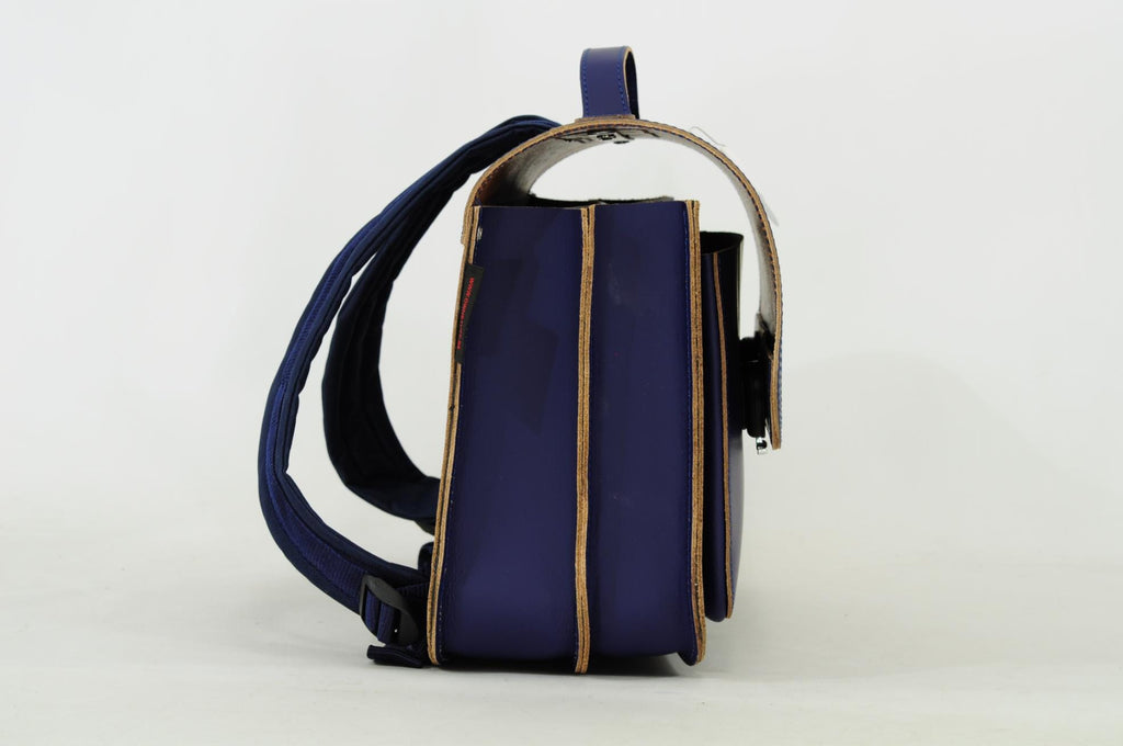 Lederen schooltas met magneetsluiting - Marine