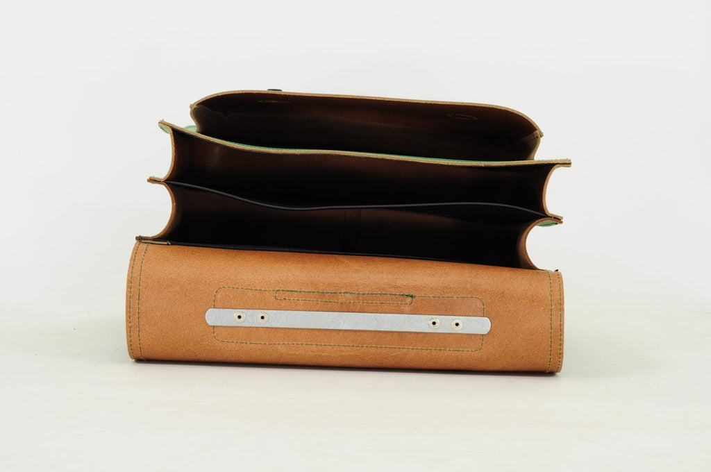 Lederen schooltas met magneetsluiting - Marguerite Pastel Green