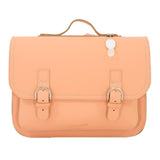 Lederen schooltas met gespen - Peach