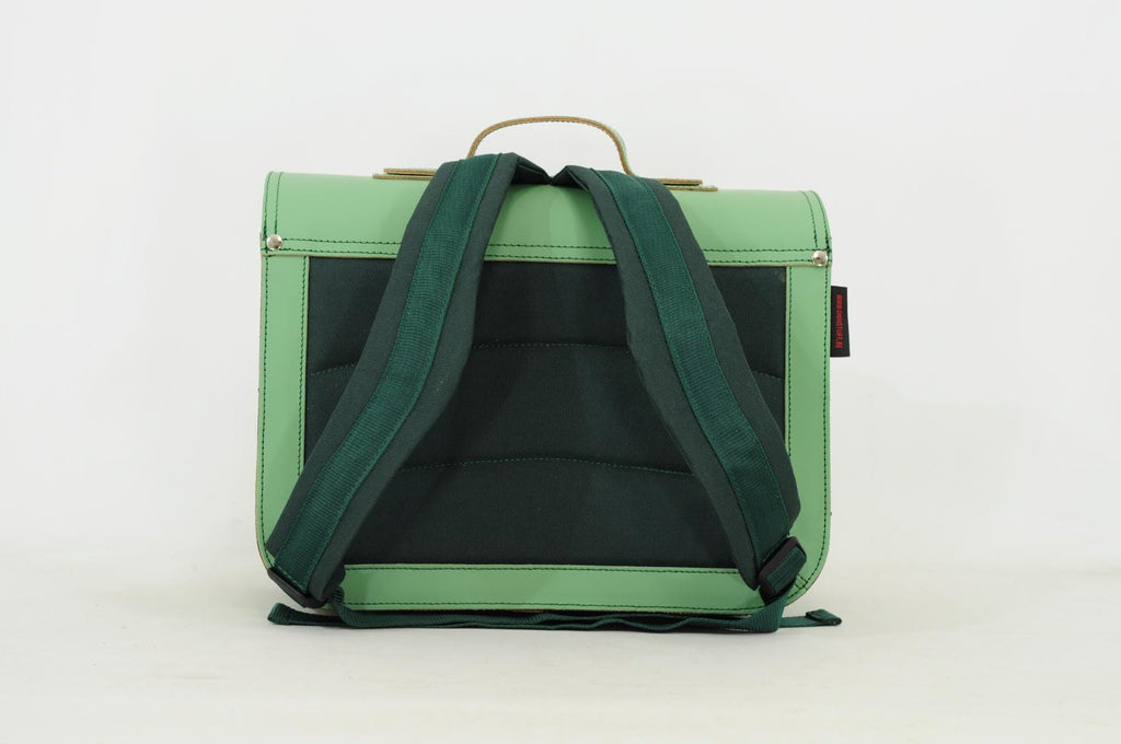 Lederen schooltas met gespen - Pastel Green