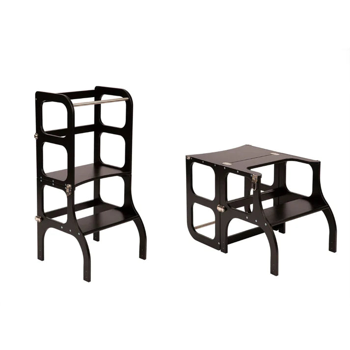 Tour d'apprentissage en bois Step'n sit - Noir avec argent - Ette Tete