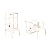Tour d'apprentissage en bois Step'n sit - Blanc avec argent - Ette Tete