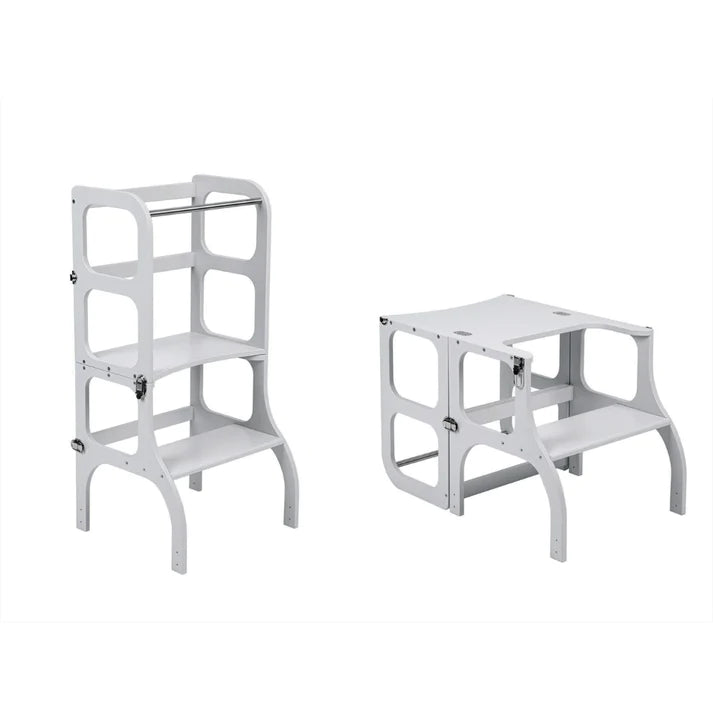 Tour d'apprentissage en bois Step'n sit - Gris avec argent - Ette Tete