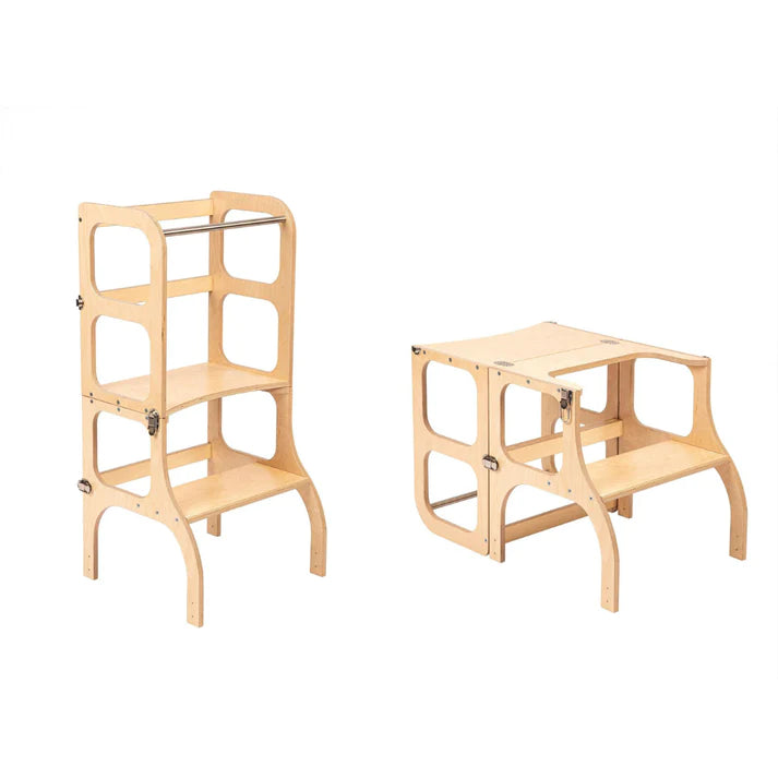 Tour d'apprentissage en bois - Step'n sit - Naturel avec argent - Ette Tete