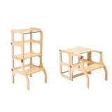 Tour d'apprentissage en bois - Step'n sit - Naturel avec argent - Ette Tete