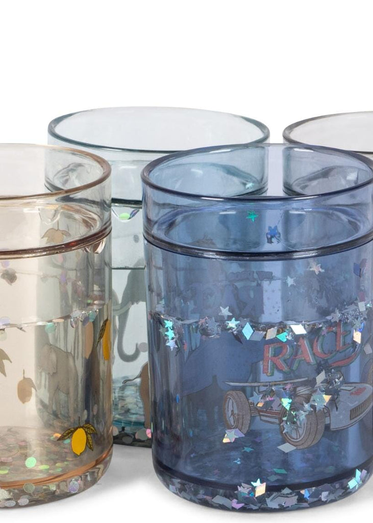 Glitterbekers 4-pack - Blue mix