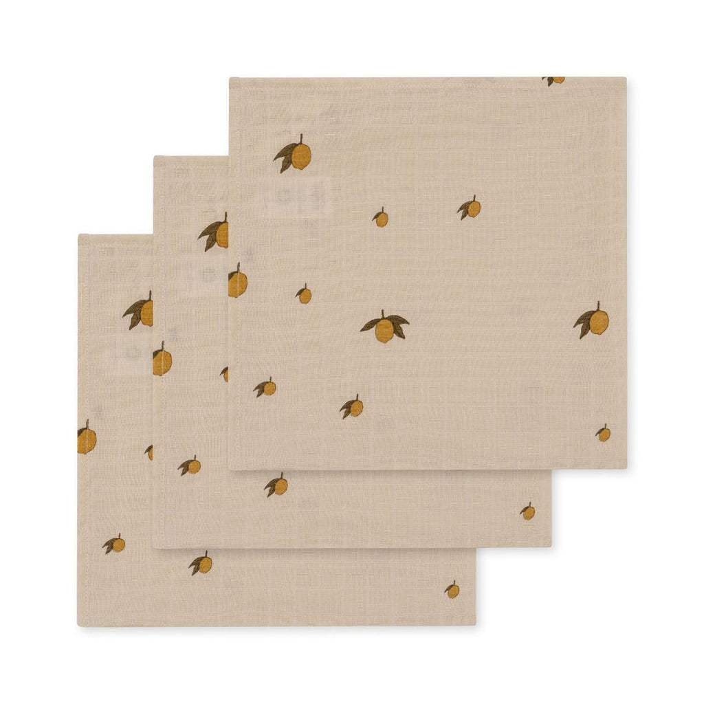 Tetradoeken 3 pack muslin cloth - Lemon