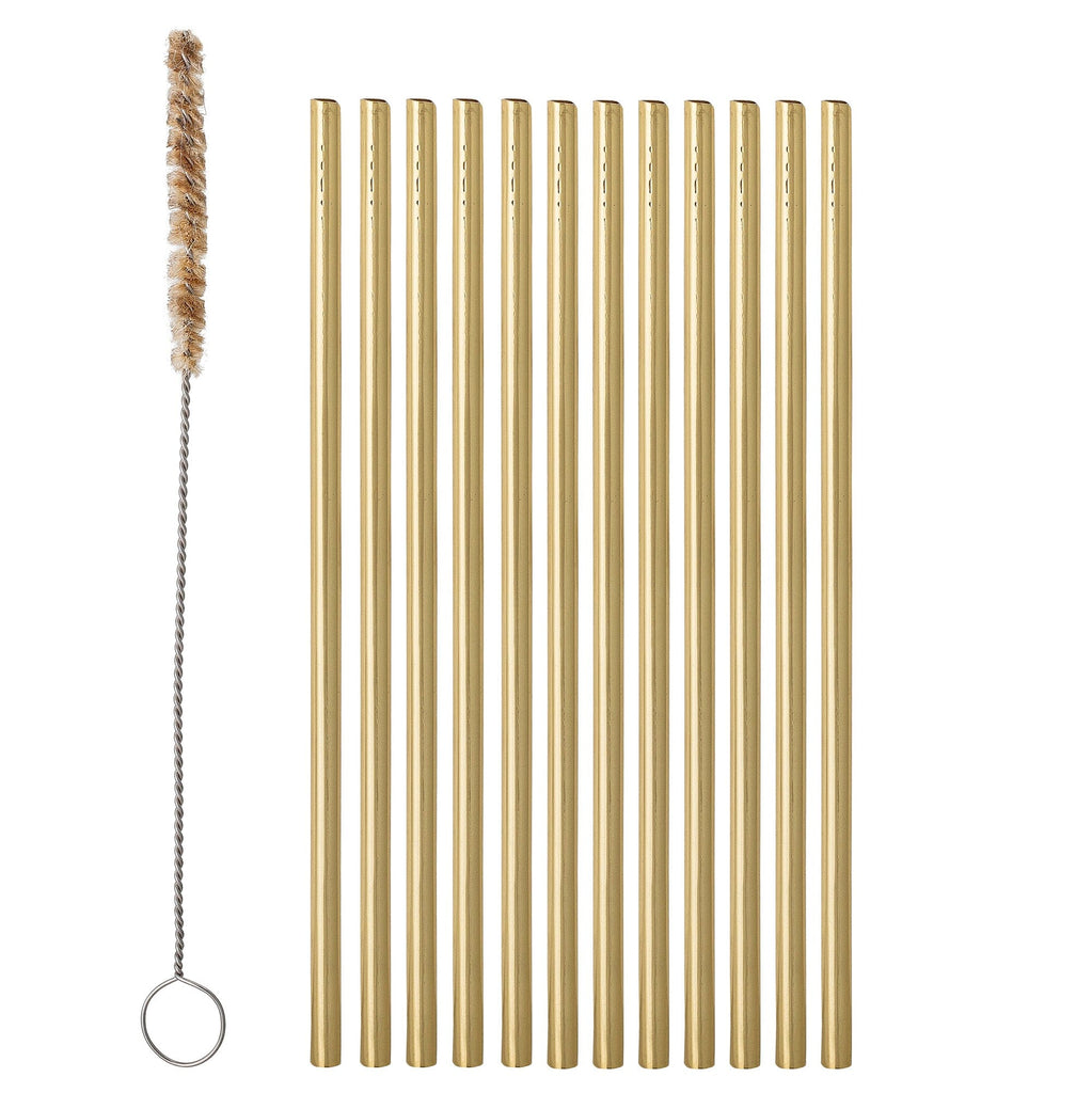 Mendi Straws and brush - Gold - Bloomingville