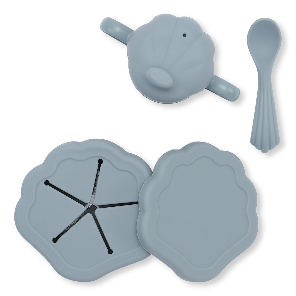 Service de vaisselle en silicone Clam - Light blue - Konges Slojd