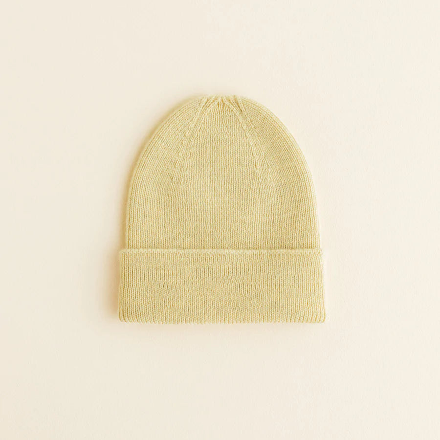 beanie fonzie - newborn - light yellow - hvid