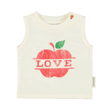 Mouwloze babytop - Ecru met appel