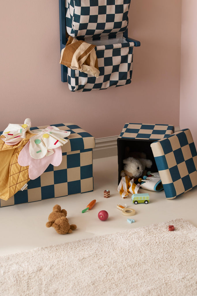 Pouf 80cm - Check Teal - Kid's Concept