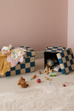 Pouf 30cm avec rangement - Check Teal - Kid's Concept