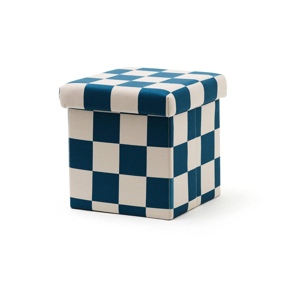 Pouf 30cm avec rangement - Check Teal - Kid's Concept