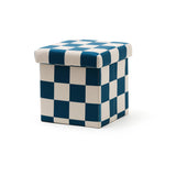 Pouf 30cm avec rangement - Check Teal - Kid's Concept