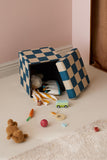 Pouf 30cm avec rangement - Check Teal - Kid's Concept