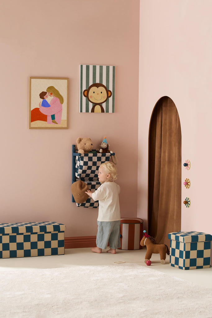 Pouf 80cm - Check Teal - Kid's Concept