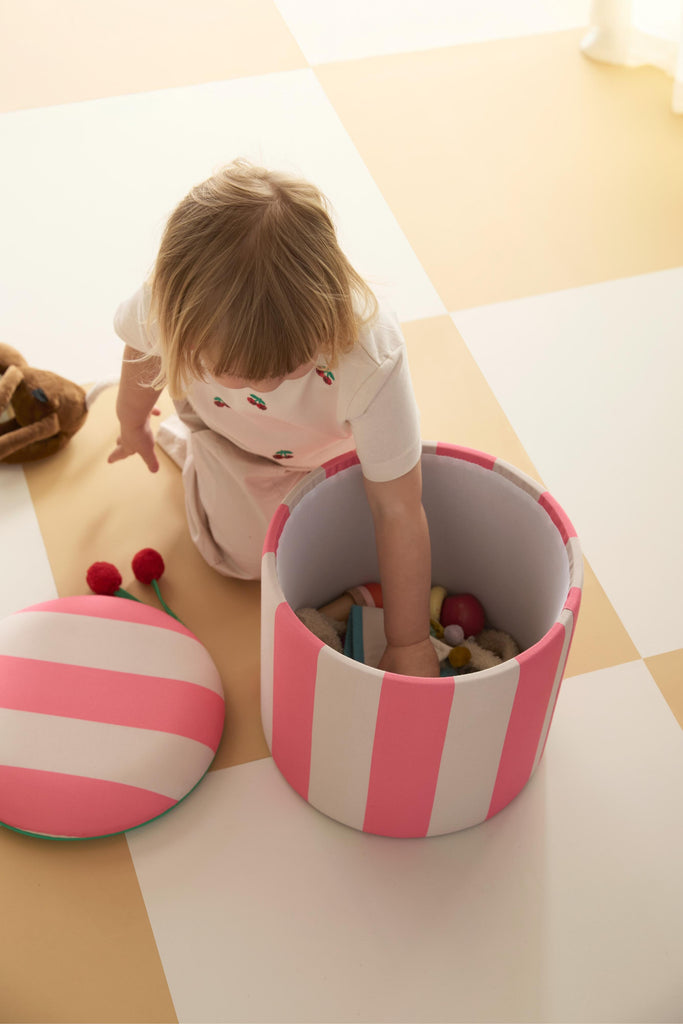Pouf cylindrique avec espace de rangement - Pink - Kid's Concept 