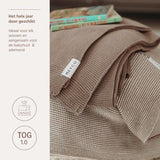 Gestreept gebreid deken - Dark taupe/Natural