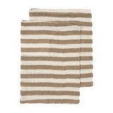 2-pack Hydrofiele doeken pre-washed - Fat Stripe Taupe - Meyco