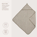Badcape badstof jacquard - Fat Stripe Taupe - Meyco