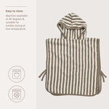 Badponcho badstof jacquard - Fat Stripe Taupe - Meyco