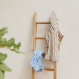 Badponcho badstof jacquard - Fat Stripe Taupe - Meyco