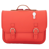 Lederen boekentas met gespen - Soft Red