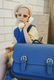 Cartable en cuir avec boucles - Bleu cobalt - Own Stuff