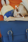 Cartable en cuir avec boucles - Bleu cobalt - Own Stuff