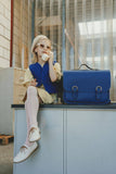Cartable en cuir avec boucles - Bleu cobalt - Own Stuff