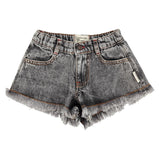 Short met franjes - Washed black denim