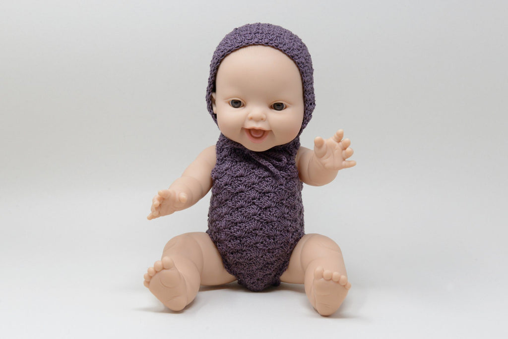 Yaarn - Poppenkleding - Doll romper Lou - gehaakt katoen - Burgundy