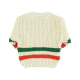 Gebreide sweater - ecru met multicolor streepjes